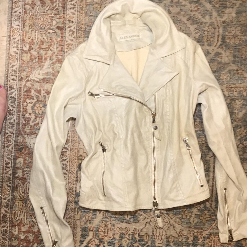 Luxury designer leather jacket, made in Italy, S